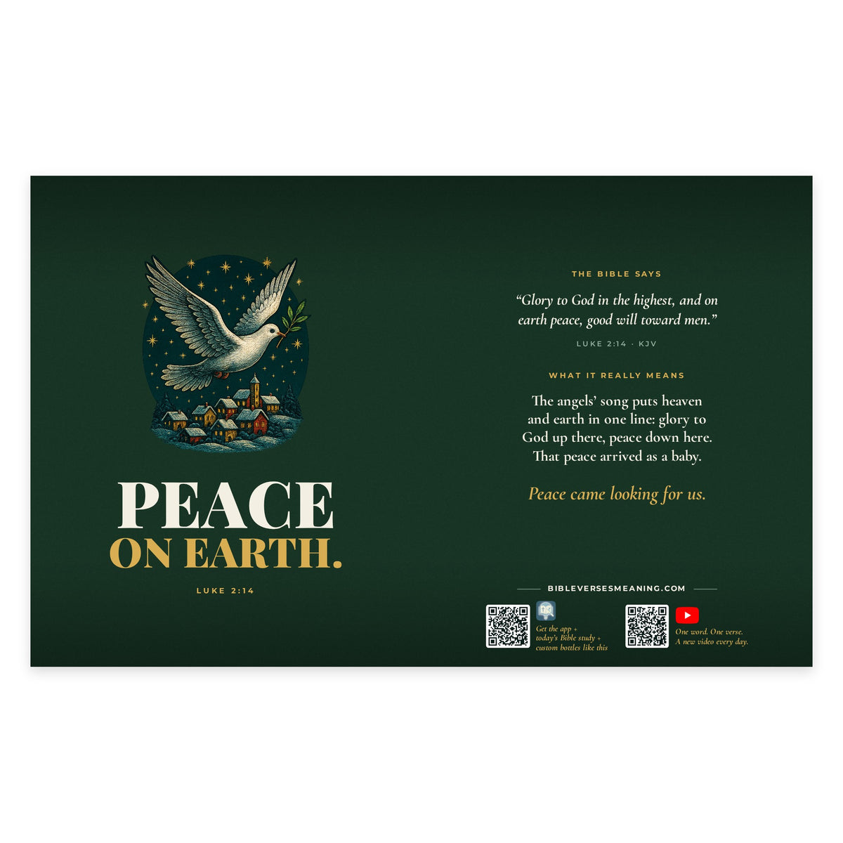Full printed wrap design for Peace on Earth · Christmas