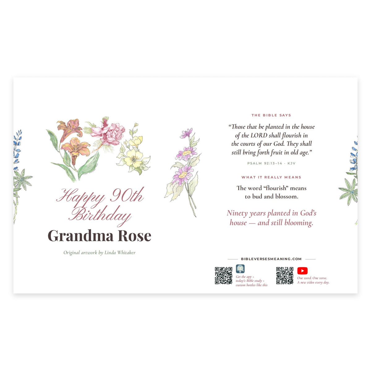 Full printed wrap design for Still Blooming Birthday Bottle · Her Flowers
