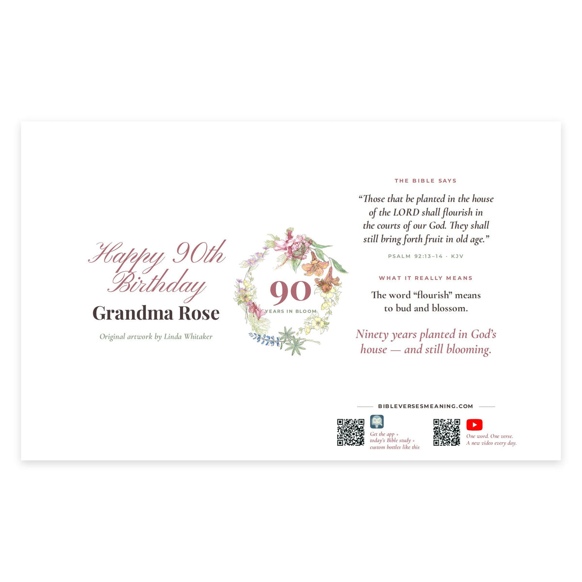 Full printed wrap design for Still Blooming Birthday Bottle · Wreath