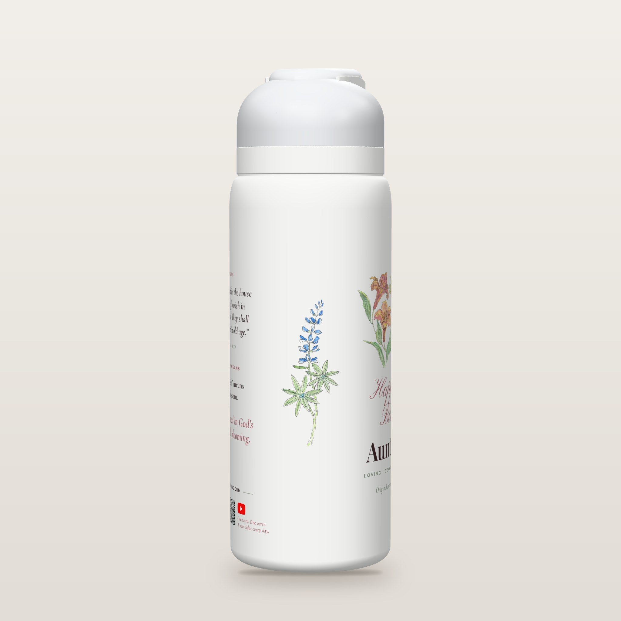 Her bluebonnets on the side of Aunt Linda’s bottle